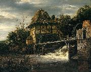Jacob Isaacksz. van Ruisdael Two Undershot Watermills with Men Opening a Sluice France oil painting artist